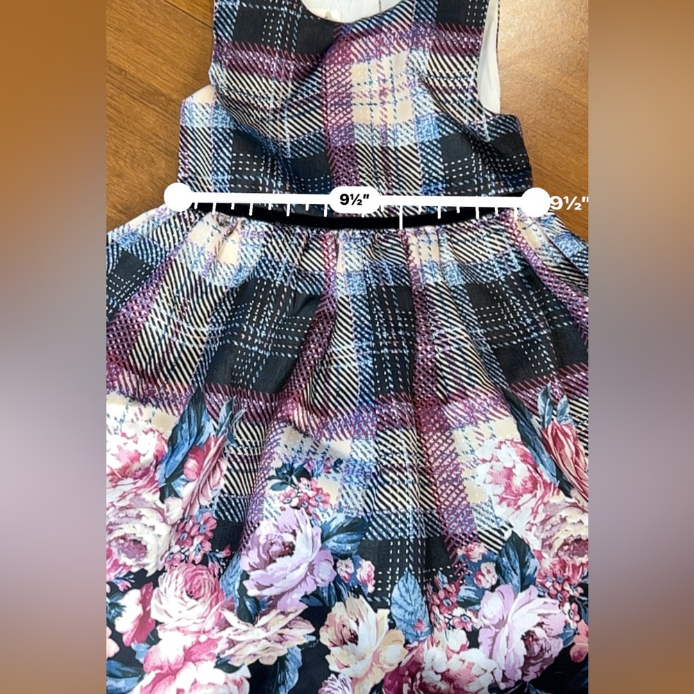Laura Ashley Plaid and Floral Toddler Dress Size 3T - Picture 7 of 9
